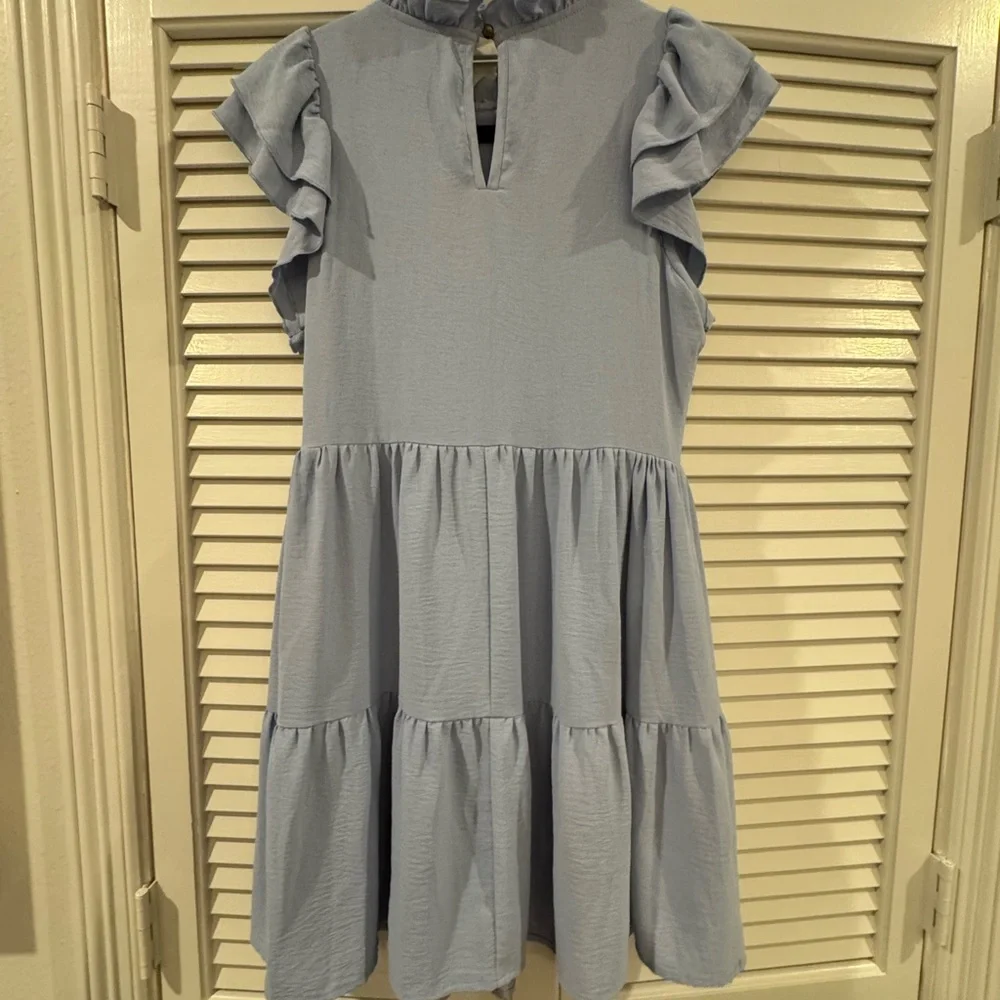 entro Pale Blue Ruffle Tiered Mini Dress - Picture 2 of 3